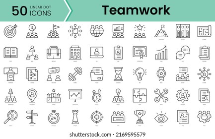 teamwork Icons bundle. Linear dot style Icons. Vector illustration