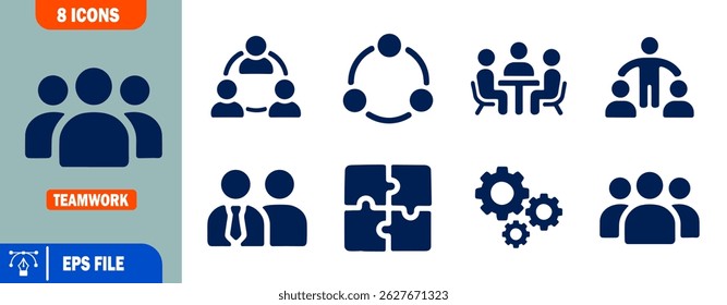 Teamwork Icons Collaboration, Networking, and Team Building Symbols