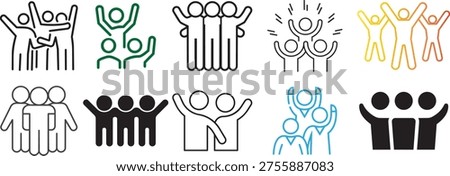 Teamwork Icons: A collection of diverse icons representing teamwork, collaboration, and unity, ideal for illustrating group dynamics, and partnership