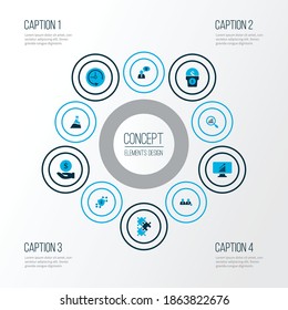 Teamwork icons colored set with puzzle, brilliant idea, hand money finance elements. Isolated vector illustration teamwork icons.