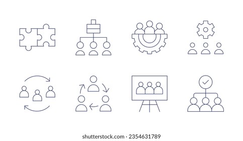 Teamwork icons. Editable stroke. Containing team work, team management, teamwork.