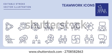 Teamwork Icons. Editable Stroke. Set of thin line icons symbol collection.
