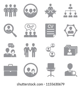 Teamwork Icons. Gray Flat Design. Vector Illustration. 