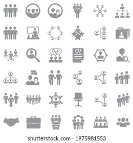 Teamwork Icons. Gray Flat Design. Vector Illustration.