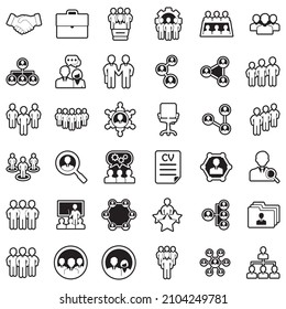 Teamwork Icons. Line With Fill Design. Vector Illustration.