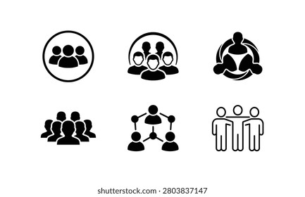 Teamwork icons people in circle and network connection group.