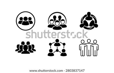 Teamwork icons people in circle and network connection group.