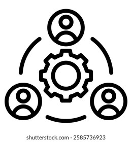 Teamwork icons related to business process, team work and human resource management.