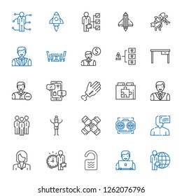 teamwork icons set. Collection of teamwork with candidate, user, room, employee, businesswoman, vision, man, group, web plugin, hand, negotiation. Editable and scalable teamwork icons.