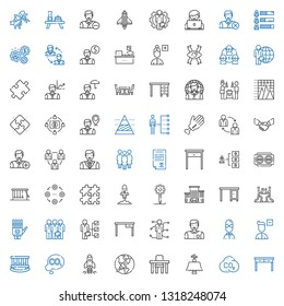 teamwork icons set. Collection of teamwork with table, co, startup, cradle, remove user, user, man, skills, hand, office, creative process. Editable and scalable teamwork icons.