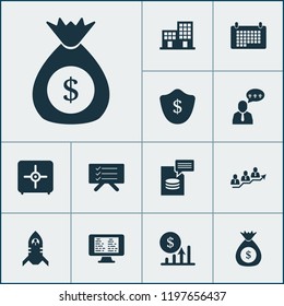 Teamwork icons set with planning board, protection, cashback and other task manager elements. Isolated vector illustration teamwork icons.
