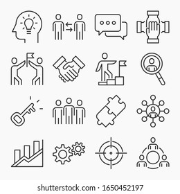 Teamwork icons set vector illustration