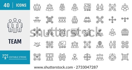 Teamwork Icons set. Vector illustration with editable strokes