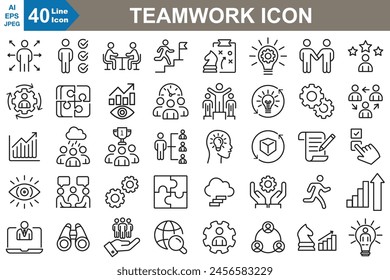 Teamwork Icons set vector illustrator.Business teamwork, human resources, presentation, goal, reward, and others. simple icon set.