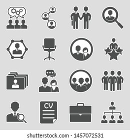 Teamwork Icons. Sticker Design. Vector Illustration.
