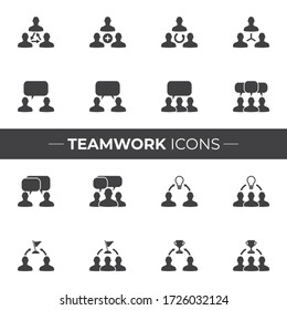 Iconos de trabajo en equipo que se pueden usar en sus sitios web, volantes, afiches o en sus infografías.