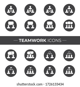 Teamwork-Icons, die in Ihren Websites, Flyers, Poster oder in Ihrer Infografik verwendet werden können.