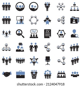 Teamwork Icons. Two Tone Flat Design. Vector Illustration.