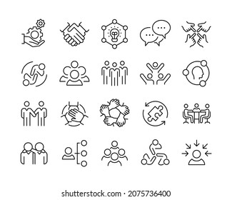 Iconos de trabajo en equipo - Vector. Stroke editable. Gráfico vectorial