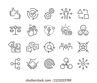 Teamwork Icons - Vector Line Icons. Editable Stroke. Vector Graphic