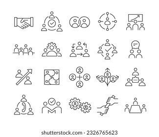 Teamwork Icons - Vector Line. Editable Stroke.