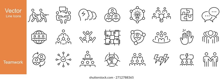 Teamwork Icons - Vector Line. Editable Stroke.