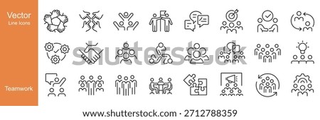 Teamwork Icons - Vector Line. Editable Stroke.