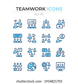 Teamwork-Symbole. Vektorliniensymbole gesetzt. Premium-Qualität. Einfaches Thin-Line-Design. Moderne Umrisssymbole Sammlung, Piktogramme.