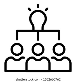 Teamwork idea icon. Outline teamwork idea vector icon for web design isolated on white background