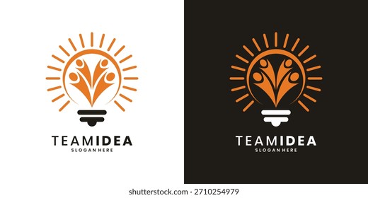Teamwork idea lightbulb logo design