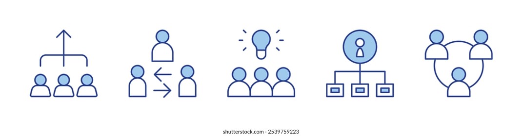teamwork, idea, mediator, structure. icon vector illustration. Line Duotone style. Editable stroke.