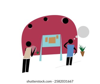 Teamwork illustration brainstorming ideas, solving problem 