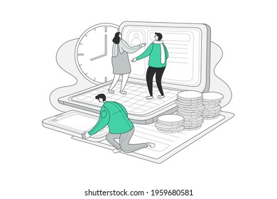 Teamwork Illustration concept. Can use for web banner, infographics, hero images. Flat isometric illustration isolated on white background.