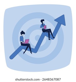 Teamwork illustration concept. Colleagues work together to achieve business goals