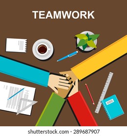 Teamwork illustration. Teamwork concept. Flat design illustration concepts for teamwork, team, meeting, discussion, working, business, career, planning, development, brainstorming, strategy.