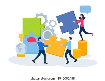 Teamwork - Illustration. Editable Stroke. Vector Graphic