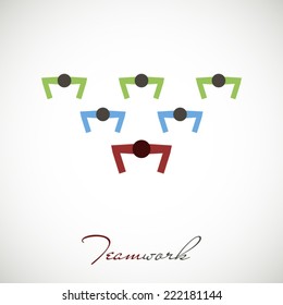 Teamwork illustration with human icons and text concept design