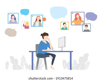 Teamwork illustration. Team work communication, partnership vector. 