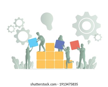 Teamwork illustration. Team work communication, partnership vector. 