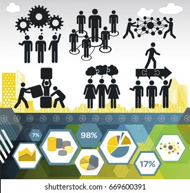 Teamwork info graphic icon set