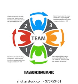 Teamwork Infographic 4 process. Business management. Vector design