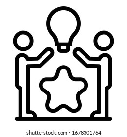 Teamwork innovation icon. Outline teamwork innovation vector icon for web design isolated on white background