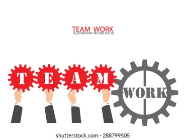 Teamwork and integration concept with connection of gear