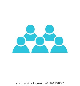 Trabajo en equipo. Aislado sobre fondo blanco. Icono azul