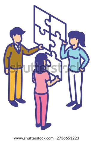 Teamwork isometric color icon. Colleagues work together