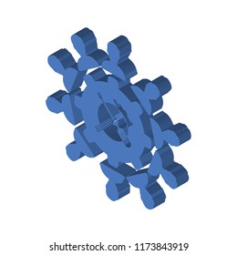 Teamwork isometric left top view 3D icon