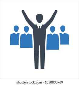 Icono de líder de trabajo en equipo. Vector y glifo