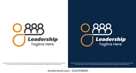 Teamwork leader logo design vector illustration. Silhouette of work group career company business professional job employment people person achievement. Simple  minimal linear line vector symbol icon.