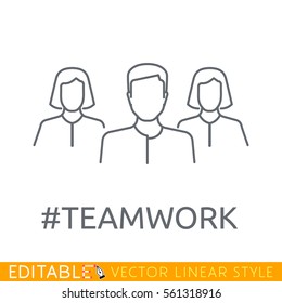 Teamwork. Leader Of The Team. Editable Line Icon. Stock Vector Illustration.