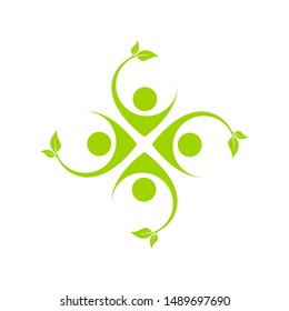 teamwork leaf logo design illustration